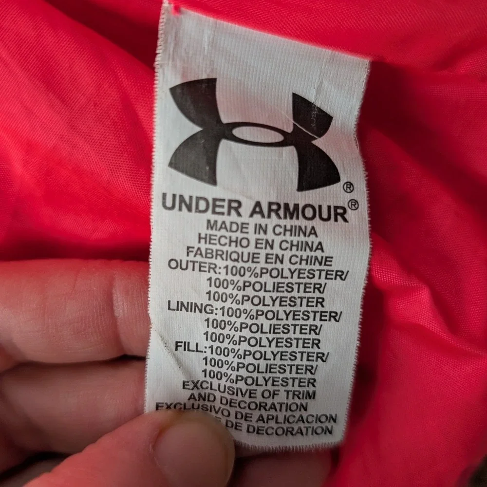 Under Armour‎ ColdGear Hooded Jacket Black Pink Youth YLG Girls Puffer